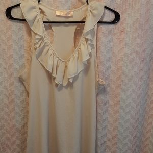Prevett Ruffled Romantic V-neck Cream Tank Blouse Cowgirl Prairie